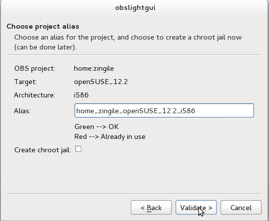 OBS Light GUI Project alias selection