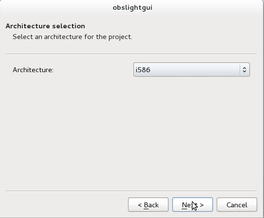 OBS Light GUI Architecture selection