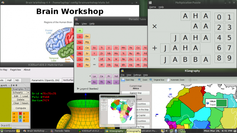 скриншоты openSUSE 11.4 Edu Li-f-e