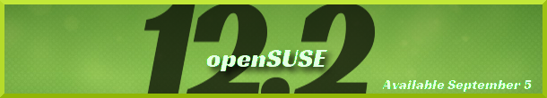 openSUSE 12.2 Release Banner - tilgængelig 5 September