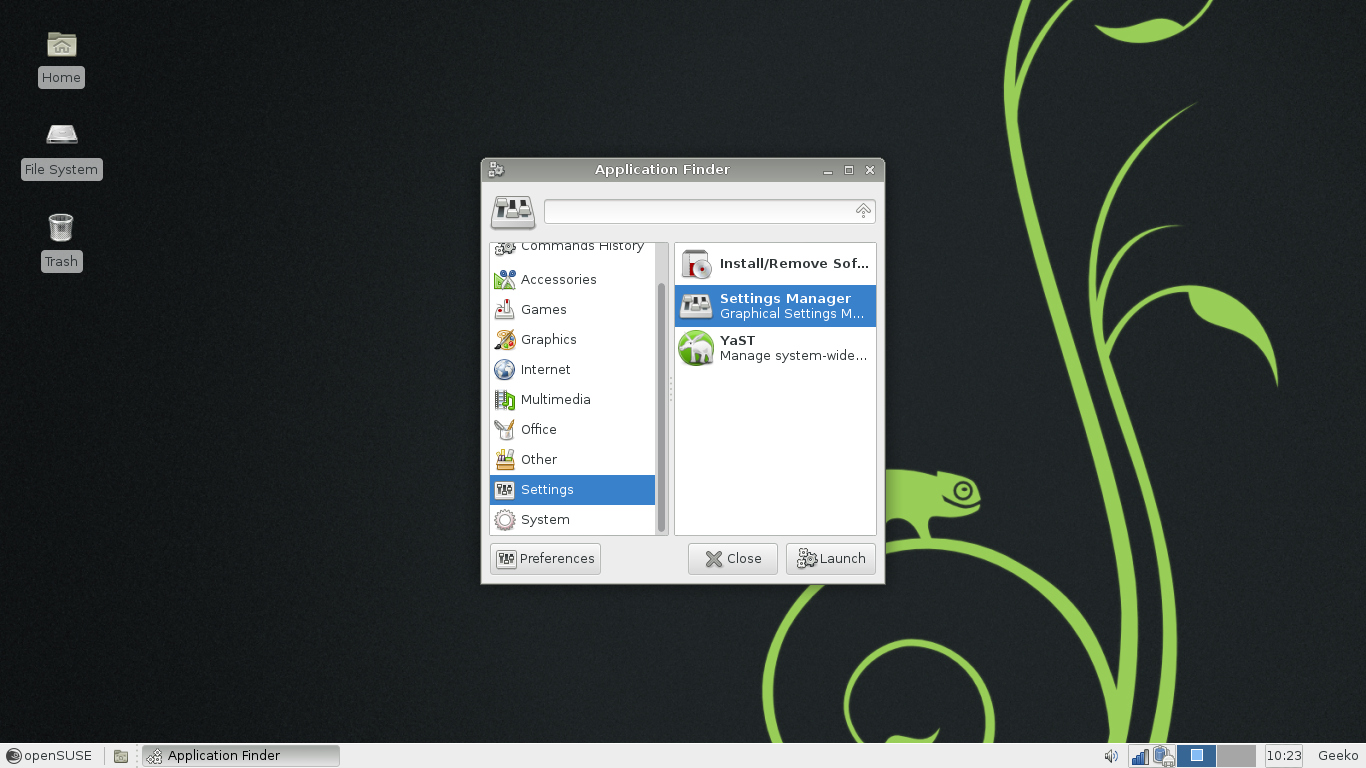 OpenSUSE 12.3 xfce launcher.jpg