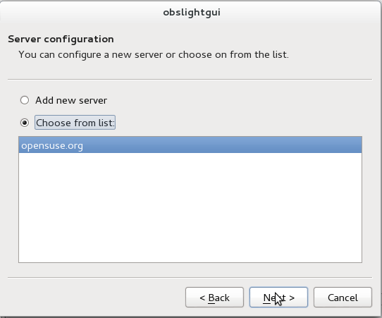 OBS Light GUI Server configuration choice