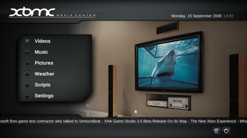 XBMC Main Screen