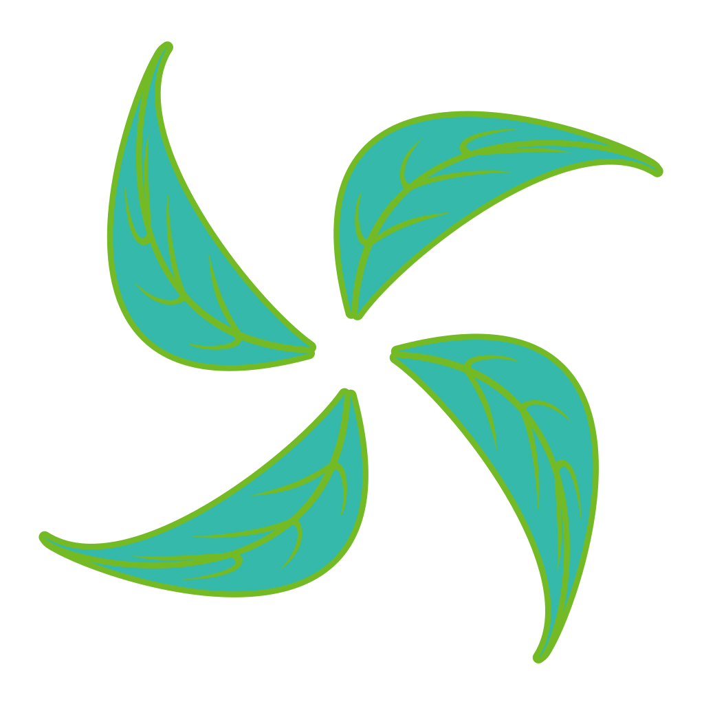 openSUSE Tumbleweed logo displaying four tumbling leaves proposed by Christian Lanig