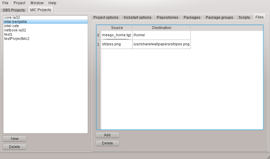 OBS Light GUI main window - MIC project - Overlay files